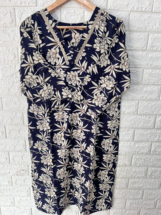 Rayon v neck lace embroidered Kurti