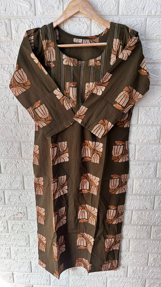 Thread work cotton kurti