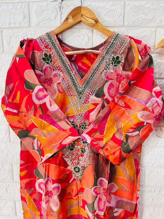 Dobby Fabric heavy Embroidered two piece sets