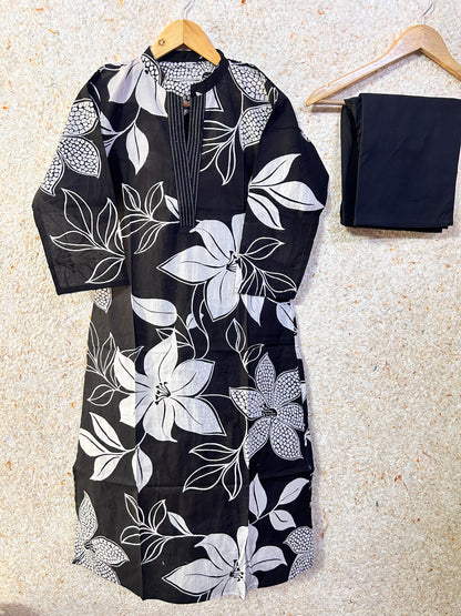 Collar neck cotton two piece