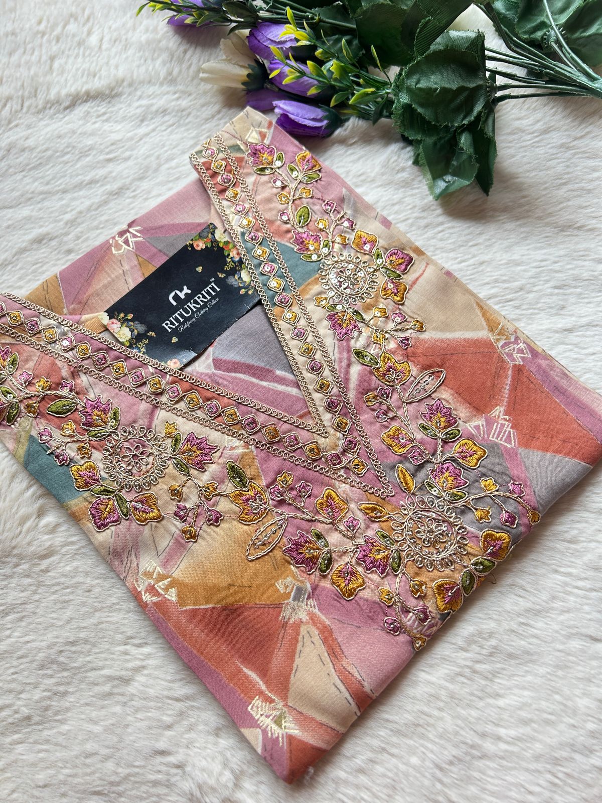 Muslin v-neck kurti