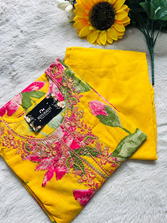 Embroidered cotton two piece