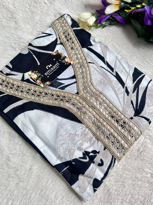 Plus size laced V-neck kurti