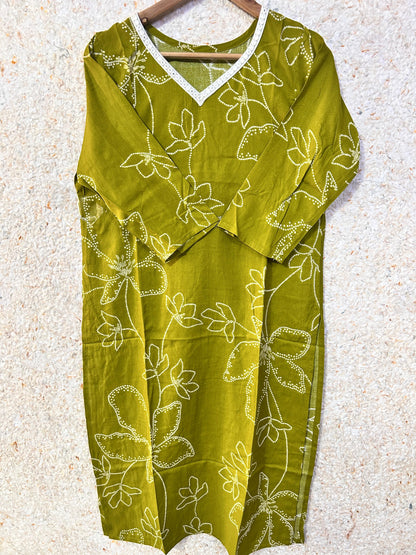 cotton blend v-neck kurti