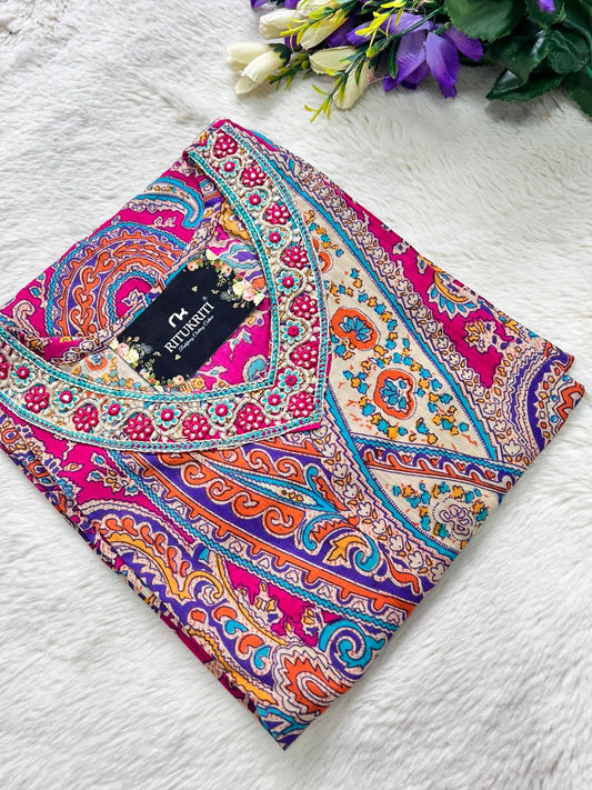 V-neck cotton kurti