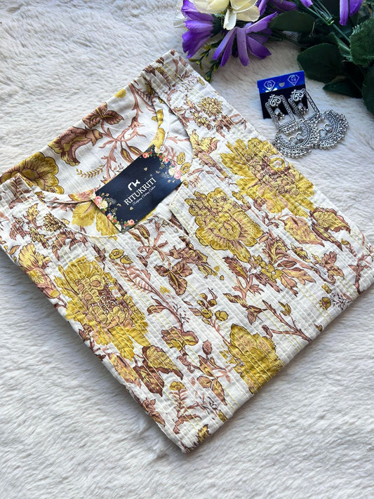 Thread work cotton kurti