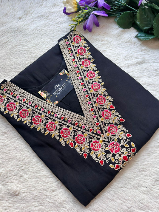 Embroidered neck kurti