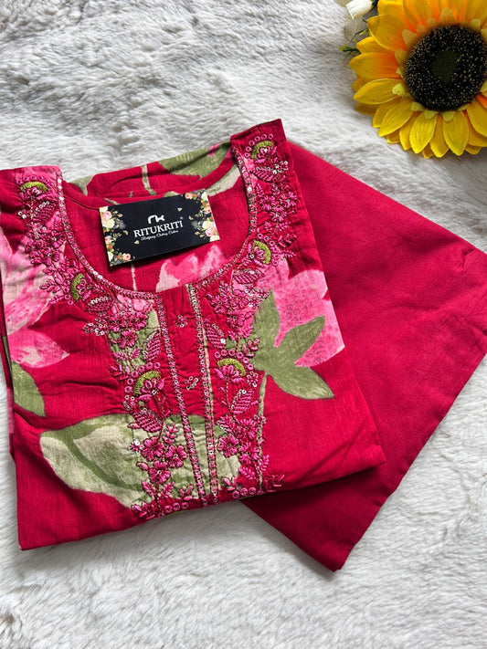 Embroidered cotton two piece
