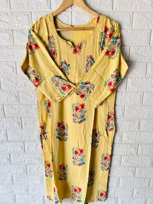 Thread work cotton kurti