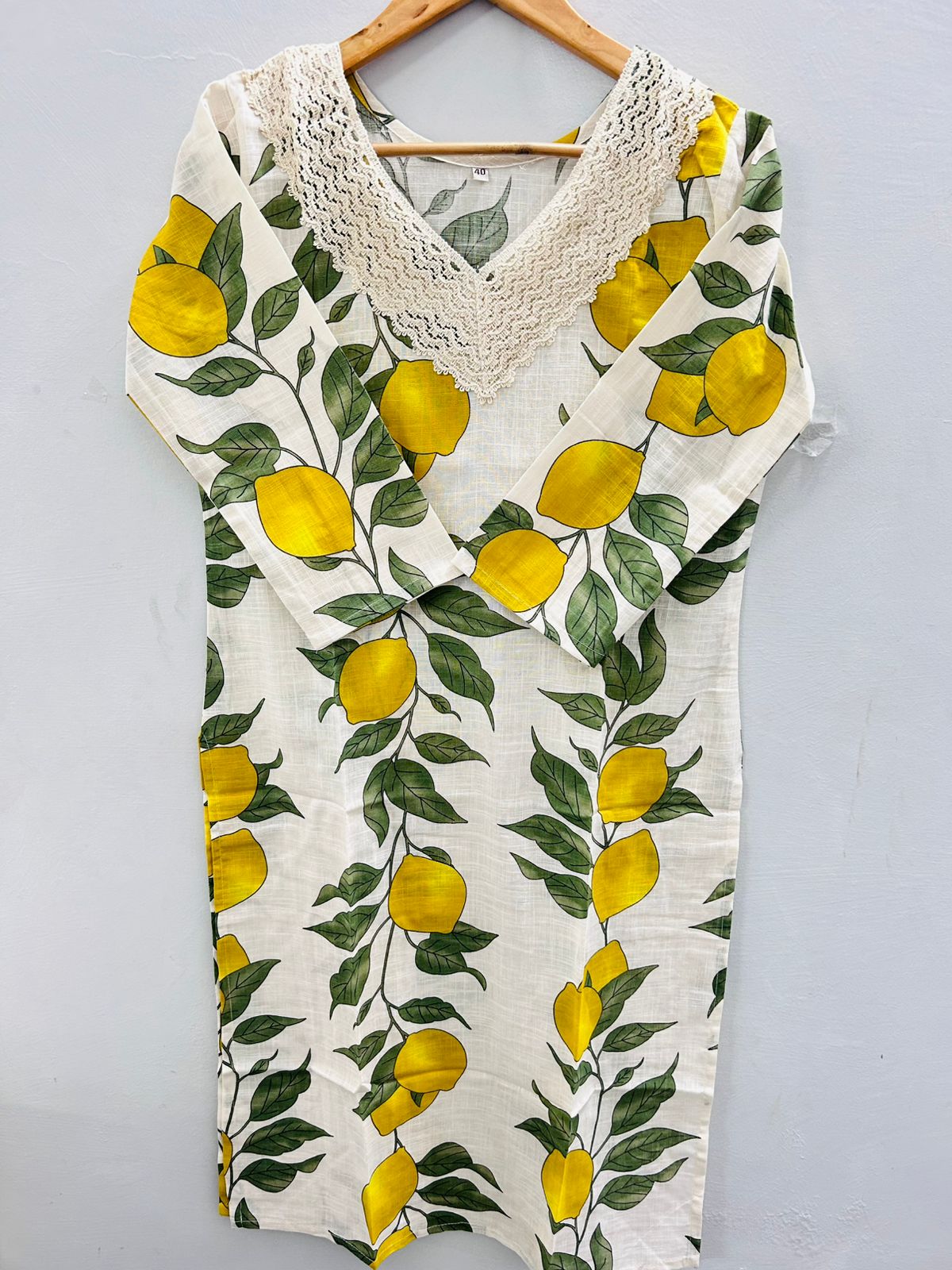 Laced neck cotton kurti