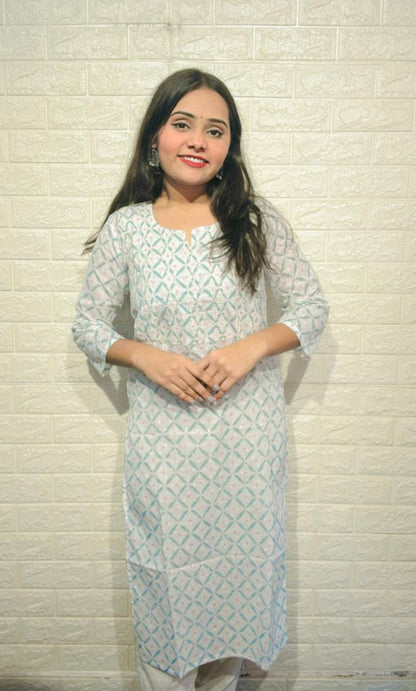 Thread work cotton kurti