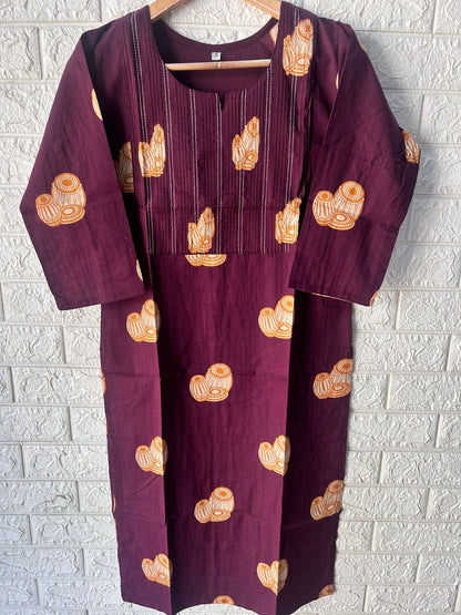 Cotton thread work kurti