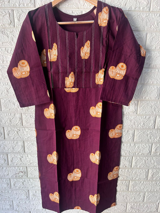 Cotton thread work kurti