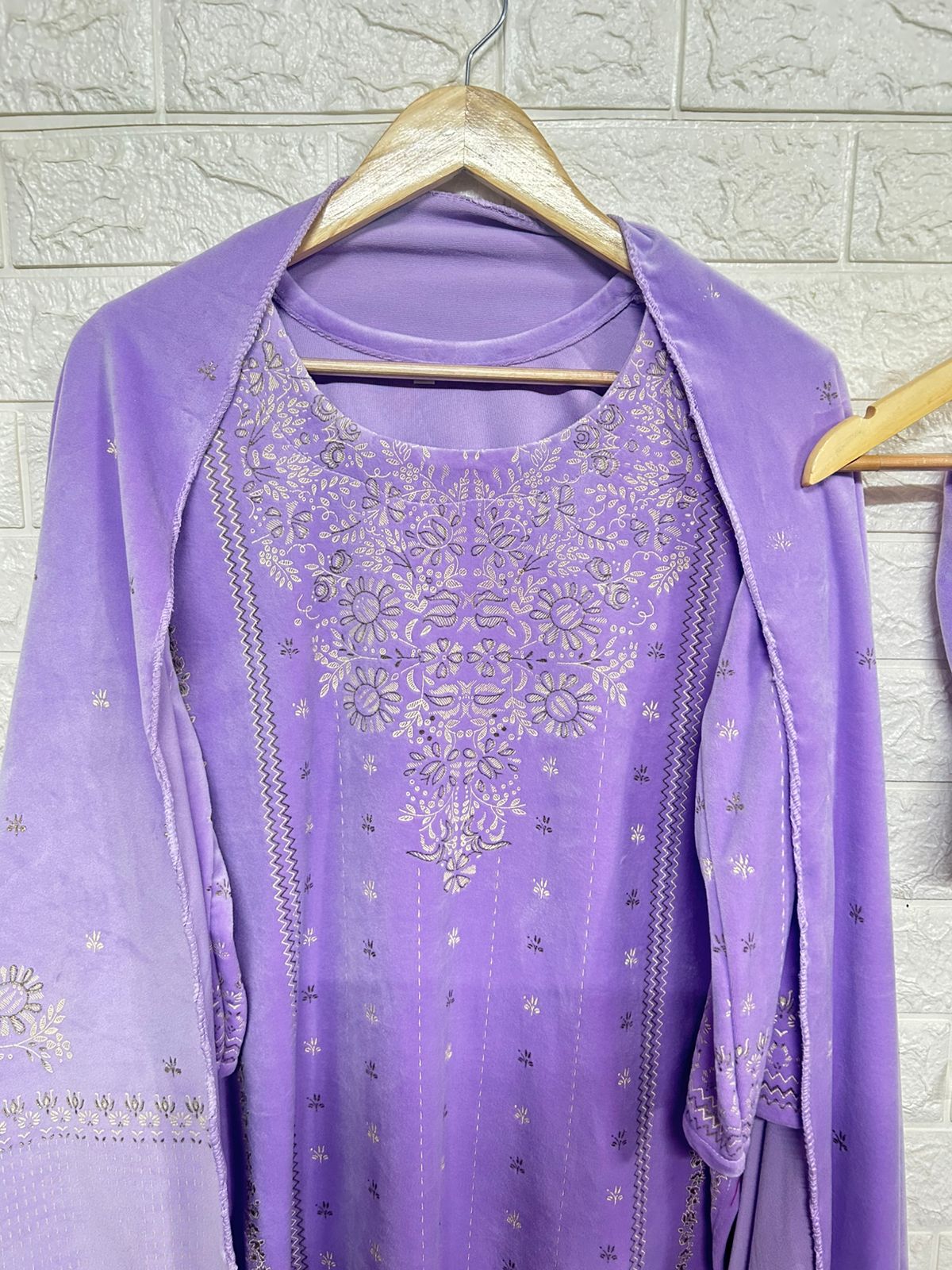 Supersoft velvet suit set with lining