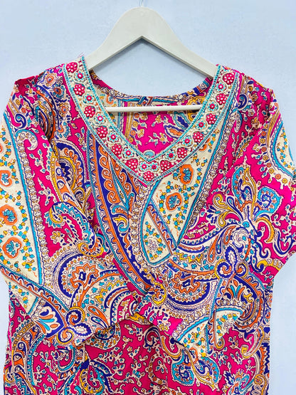 V-neck cotton kurti