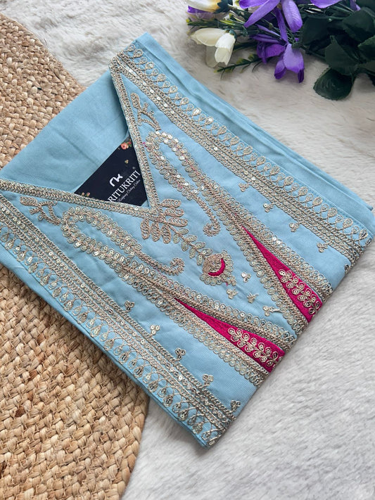 Cotton silk V-neck  kurti