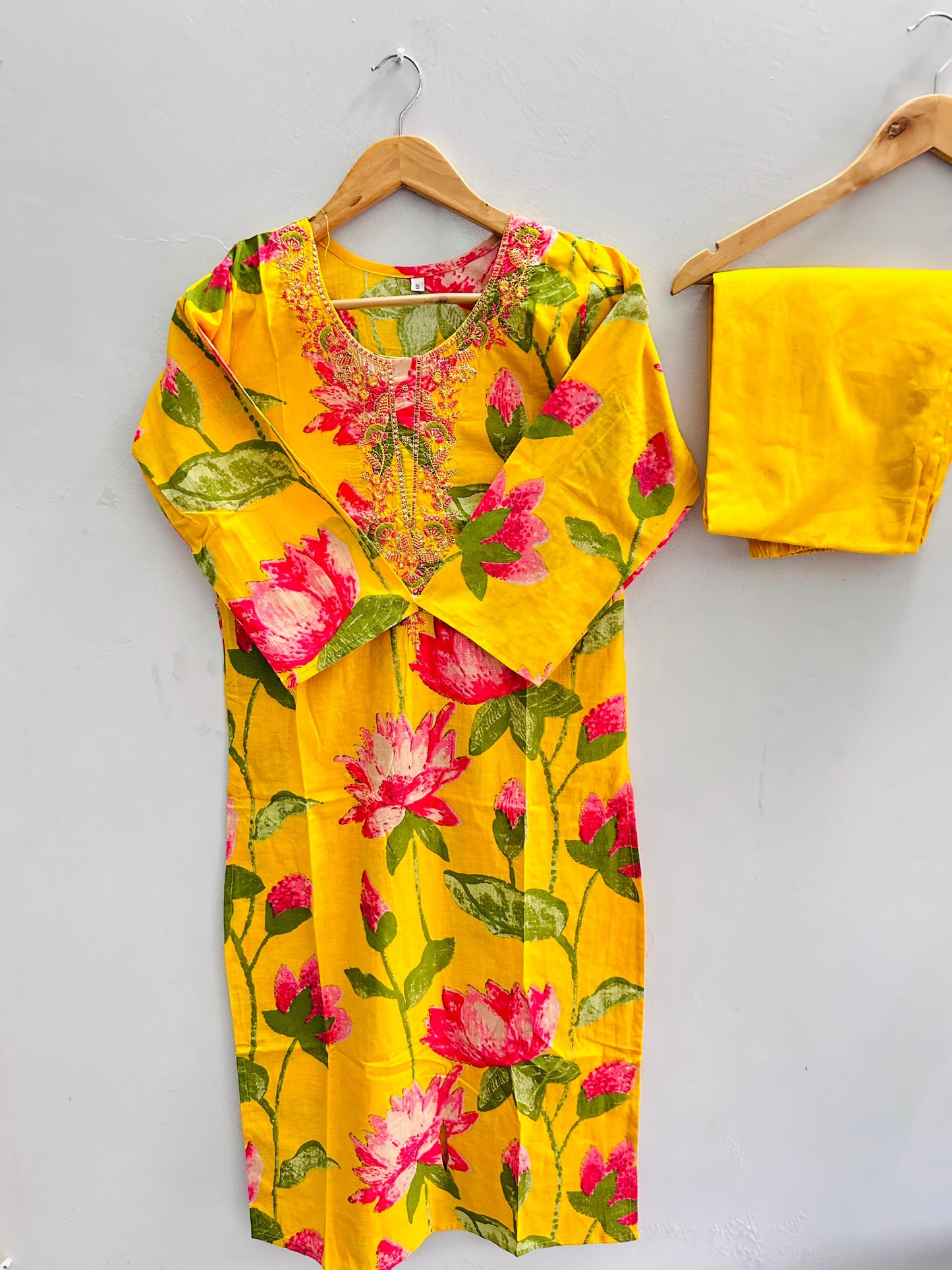 Embroidered cotton two piece