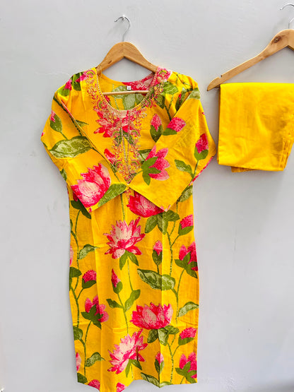 Embroidered cotton two piece