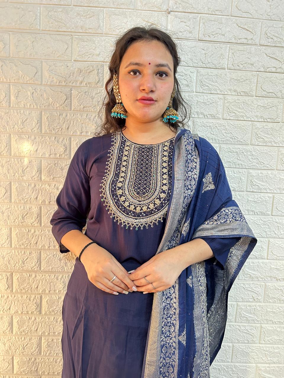 Cotton silk  three piece