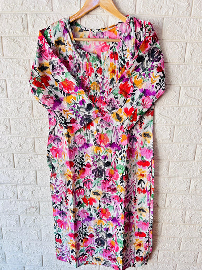 Thread work cotton kurti