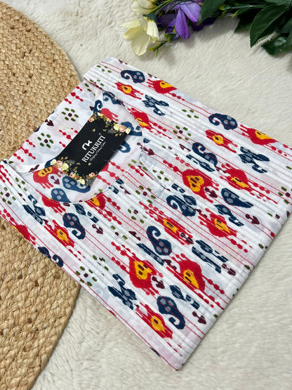 Thread work cotton kurti