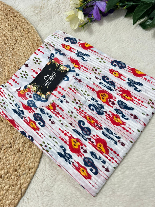 Thread work cotton kurti
