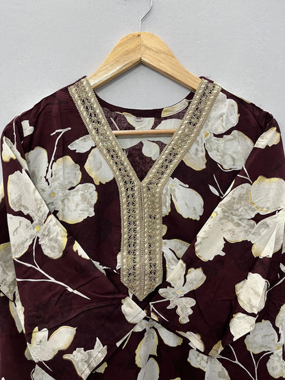 Plus size laced V-neck kurti