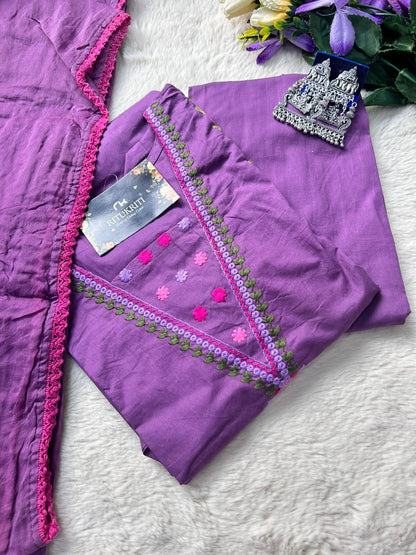 Embroidered premium cotton threepiece