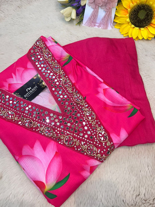 Heavy mirror work with bell Arms two piece sets