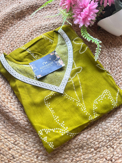cotton blend v-neck kurti