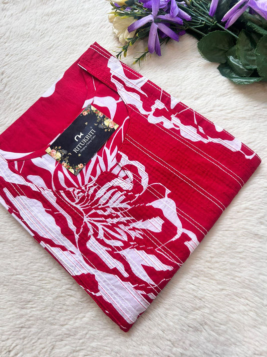 Thread work cotton kurti