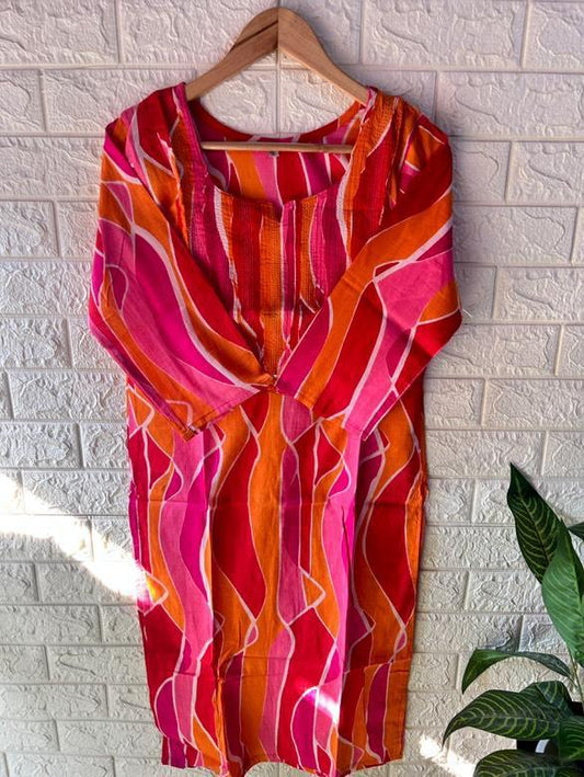 Thread work cotton kurti