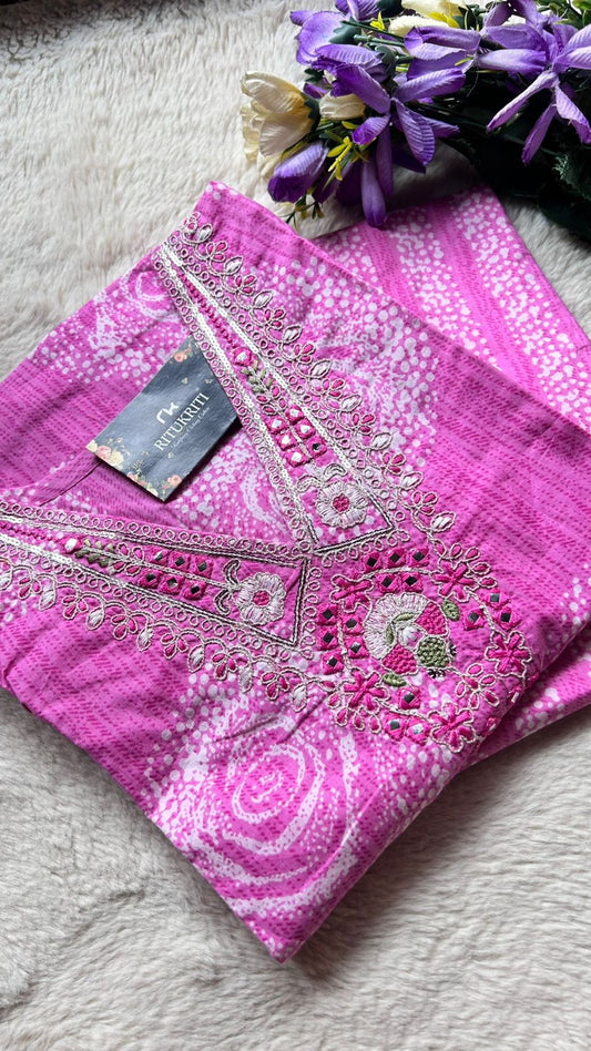 Embroidered cotton two piece