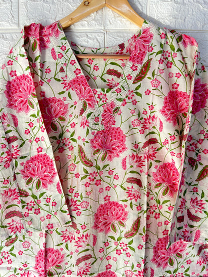 Plus size v -neck cotton kurti