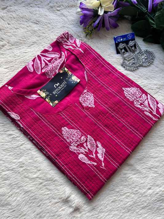 Thread work cotton kurti