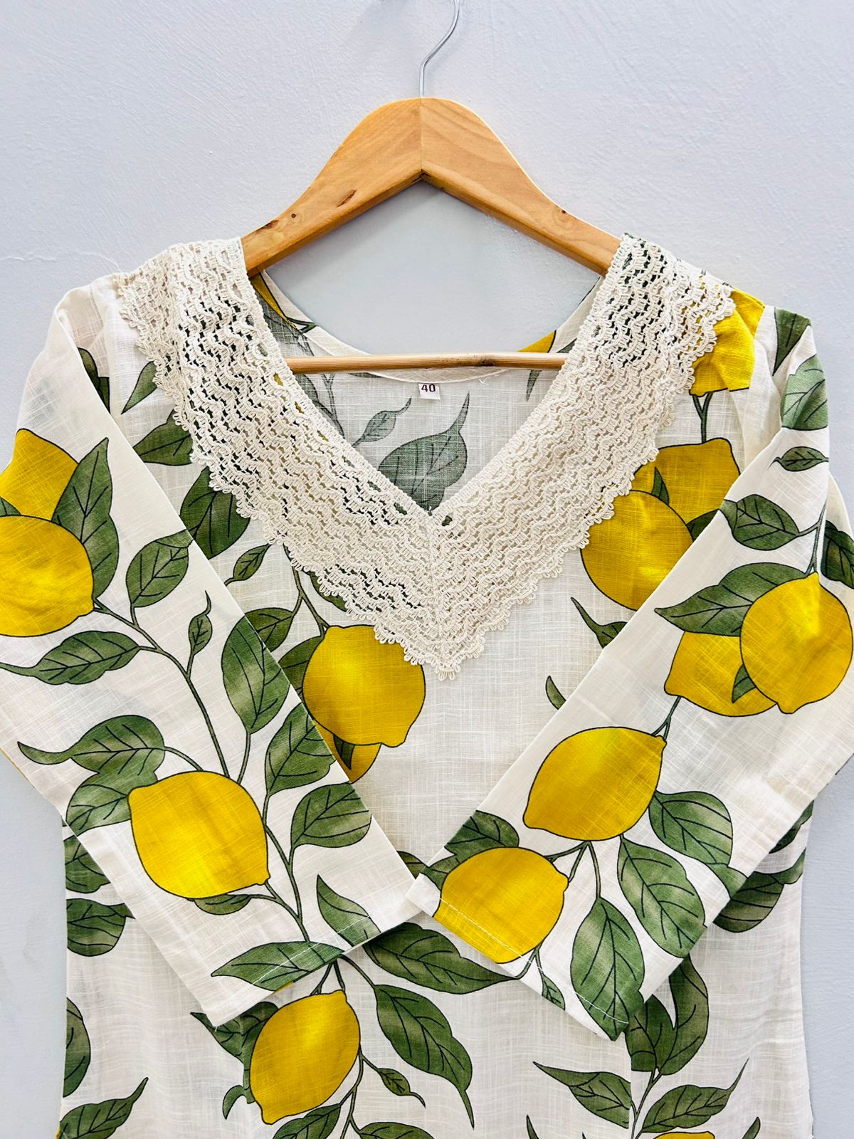 Laced neck cotton kurti
