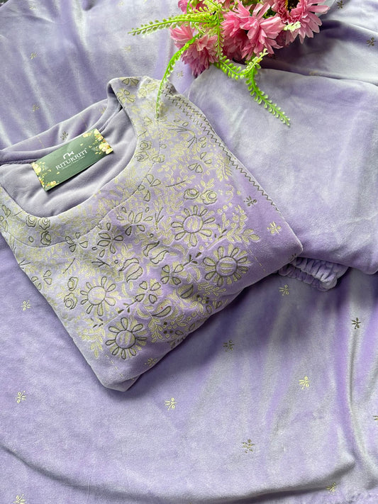 Supersoft velvet suit set with lining