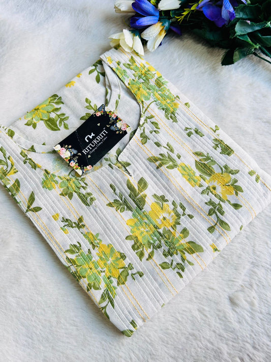 Thread work cotton kurti