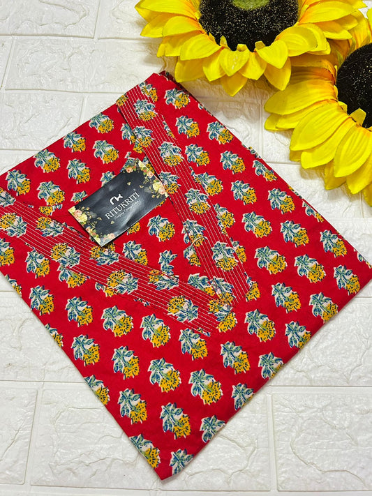 V-neck long cotton kurti