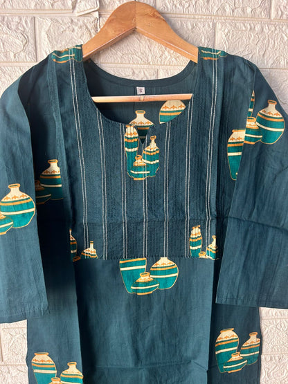 Cotton thread work kurti