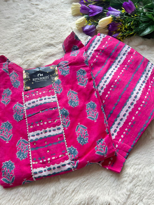 Round neck neck cotton two piece